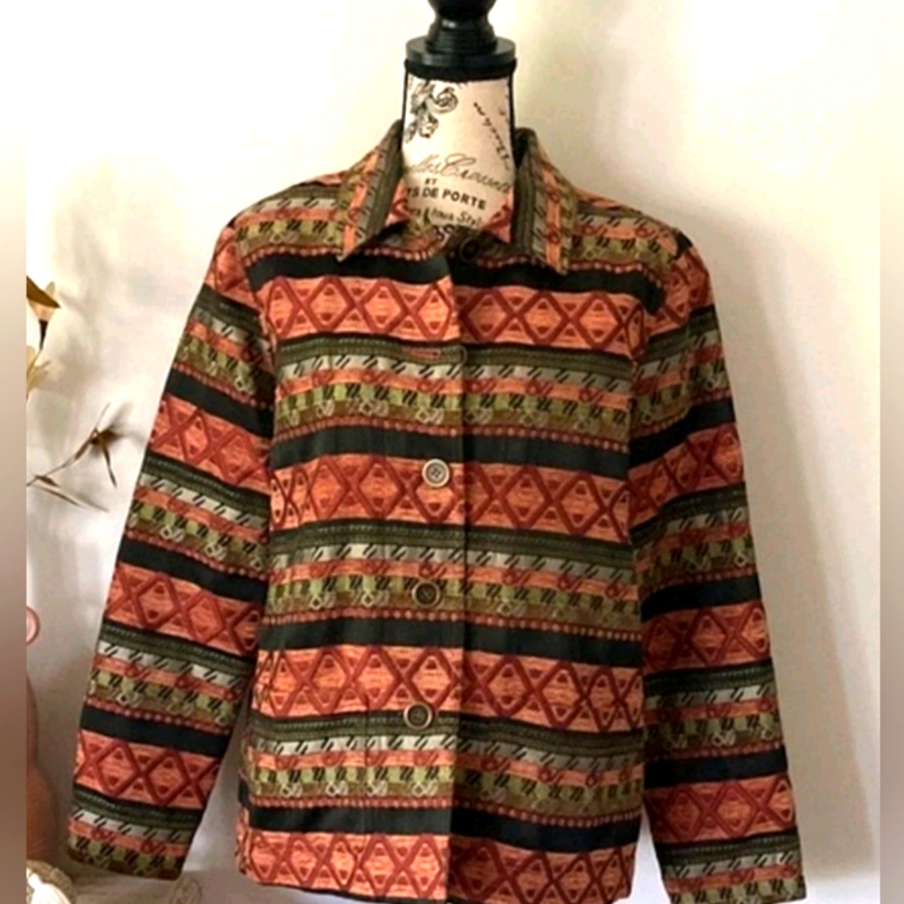 Vintage Koret Geometric Striped Jacket